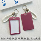 1Pc Solid Color Student Bus ID Card Protective Cover Keyring School Access Door Card Credit Card Holder Bag Set Key Chain