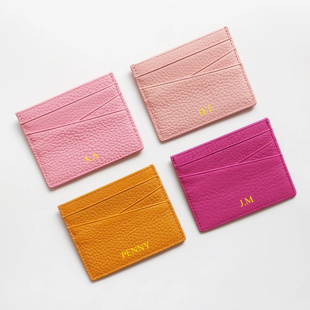 Genuine Leather Card Holder Woman Custom Name Designer Wallet Slim Luxury Card Wallet Man Engrave Initials Business Coin Purse