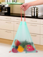 15pcs/roll Thick Trash Bags, Tear-Off Drawstring Trash Can Liners,For Home, Kitchen, Restaurant, Living Room, Garbage Sorting