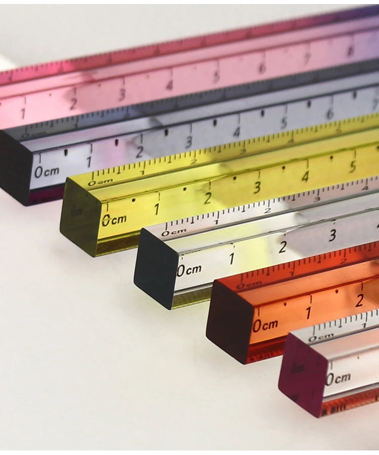 1pcs Colorful Clear Straight Ruler 15cm Four Edges Acrylic Transparent Gradient Lightweight Measuring Tools for Students A7795