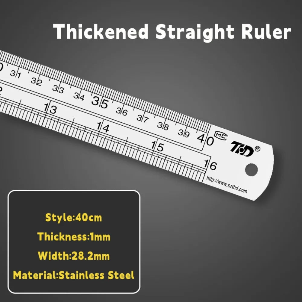 15/20/30/40/50cm Stainless Steel Ruler Double Side Scale Stainless Steel Straight Ruler Thickening Engineer Grade Measuring Tool