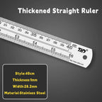 15/20/30/40/50cm Stainless Steel Ruler Double Side Scale Stainless Steel Straight Ruler Thickening Engineer Grade Measuring Tool