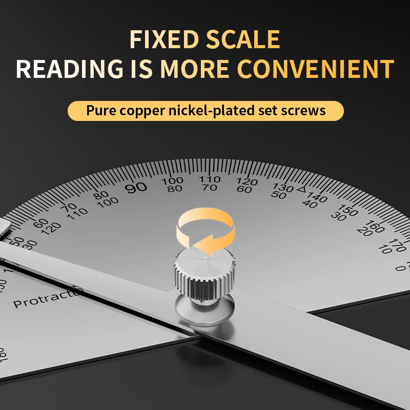 LUXIANZI Stainless Steel Protractor Angle Ruler 180 Degree Guage Woodworking Carpentry Tool Measuring Angle Meter Goniometer