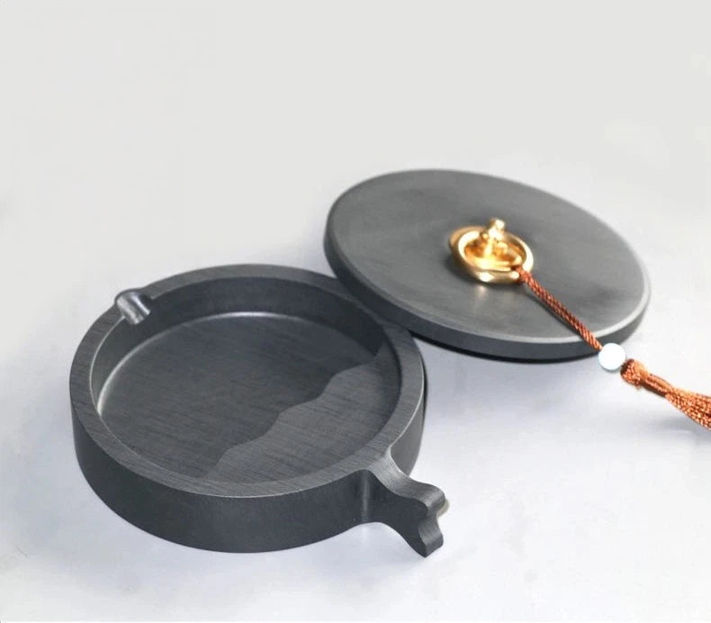 Natural Raw Stone Fish-shaped Ink Slab Multifunctional She Ink Stone Exquisite Traditional Portable Inkstones Beginners Students