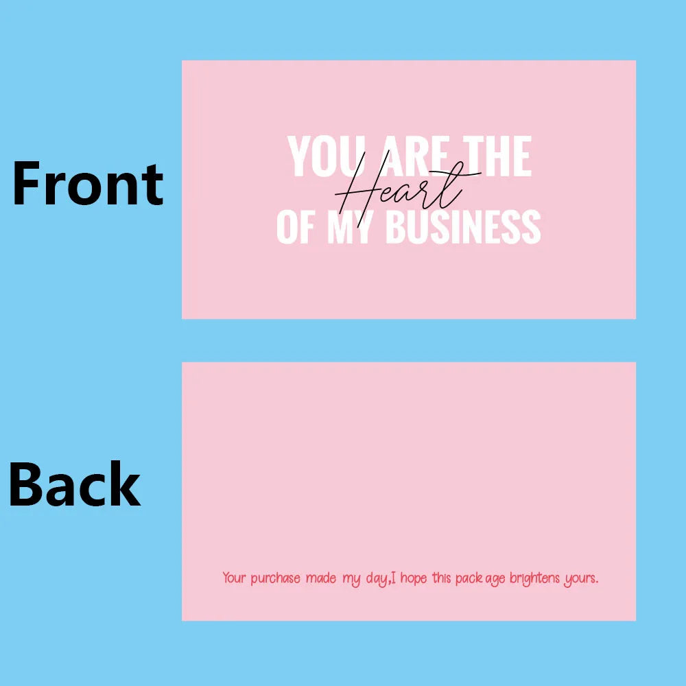 50pcs Pink Double Sided Thank You Cards for Small Business Gift Card Party Decoration Supplies Greeting Cards Package Decoration