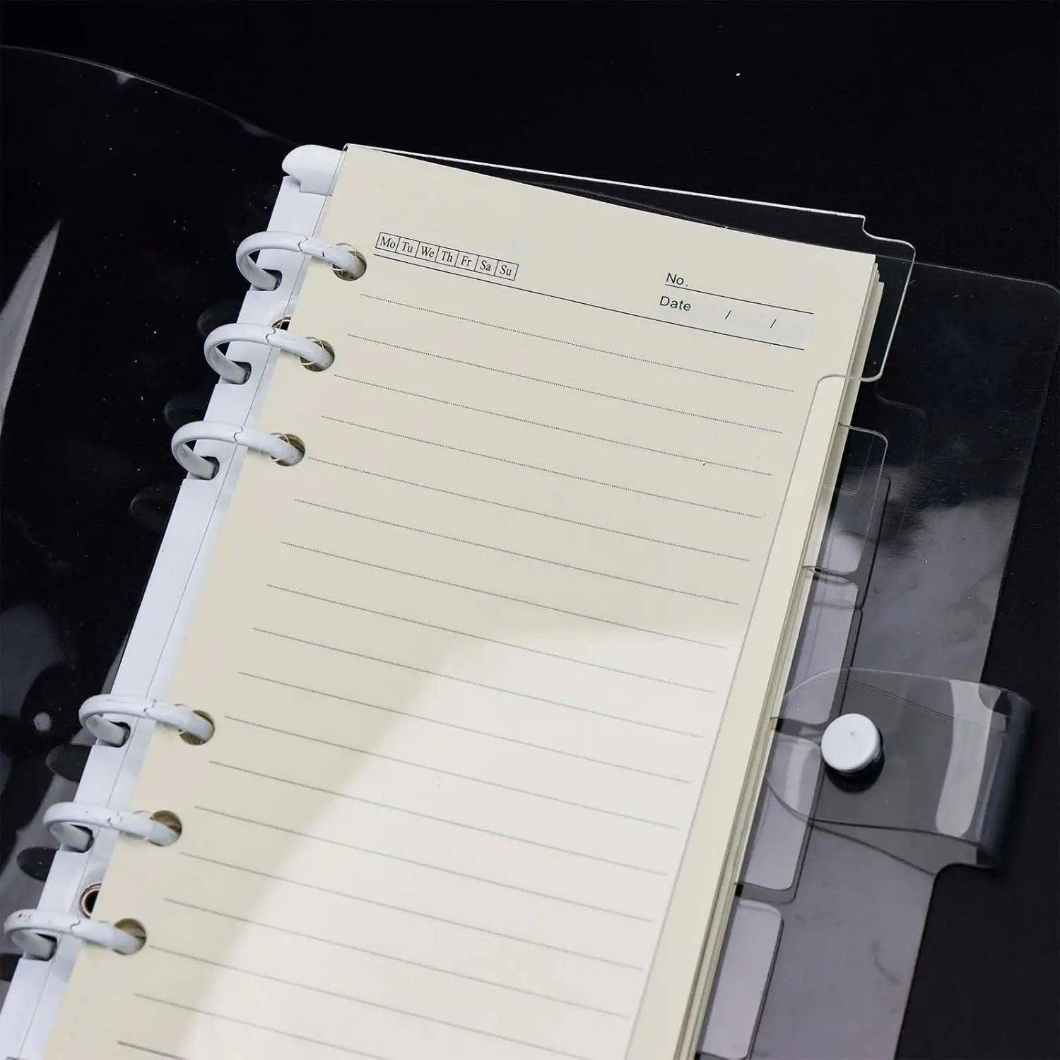 A5/A6/A7 Binder Dividers Planner Insets 6 Tabs Clear Thick Acrylic Index Divider/Cover  Refillable Page Protectors for 6 Ring