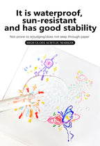 GuangNa 168/12 Colors High Gloss Acrylic Marker Pen Set,Hard Headed Drawing Pens,DIY Graffiti Paint Pen Stationery,GN.586