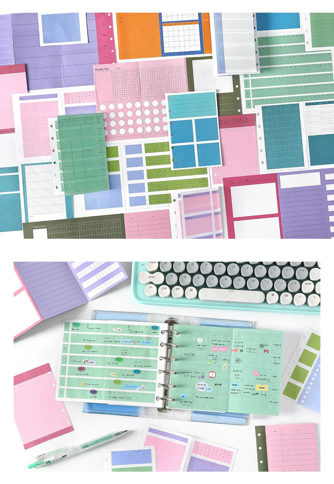 A7M5 Two Size 20Sheets Loose Leaf Inner Page Notebook Refill Spiral Weekly Monthly To Do Inside Paper Stationery