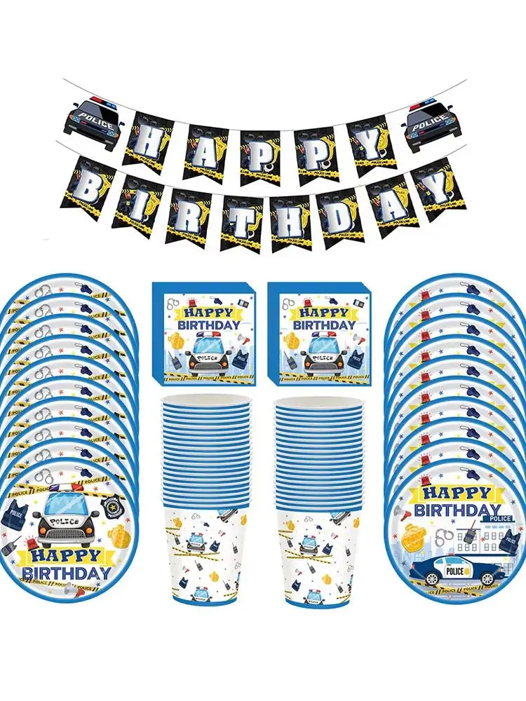 Police Party Plates Napkins Police Birthday Party Tableware Set Police Officer Car Party Decorations Favors Police Theme Party