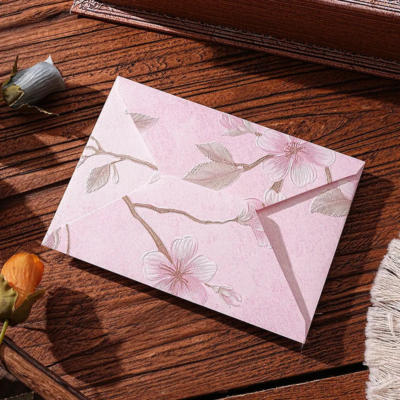 10pcs Oriental Yunjin Brocade Vintage Embossed Letter Envelope Elegant Envelope for Invitation Complete Luxury Set for Weddings