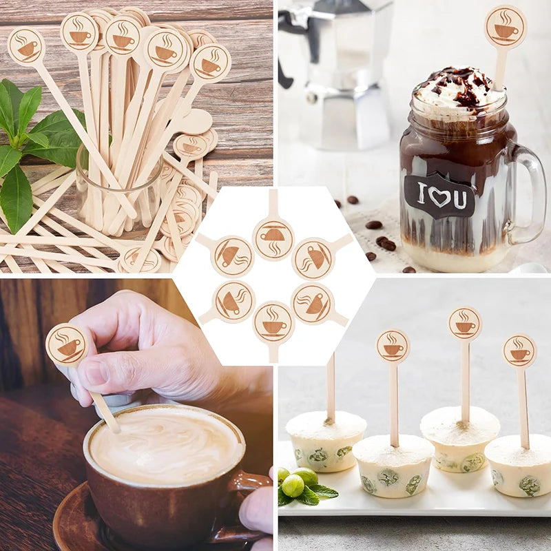 50/100Pcs Coffee Stirrers, 5.9-Inch Wooden Stir Sticks with Round Ends, Disposable Stirring Sticks for Cocktails Milk Tea