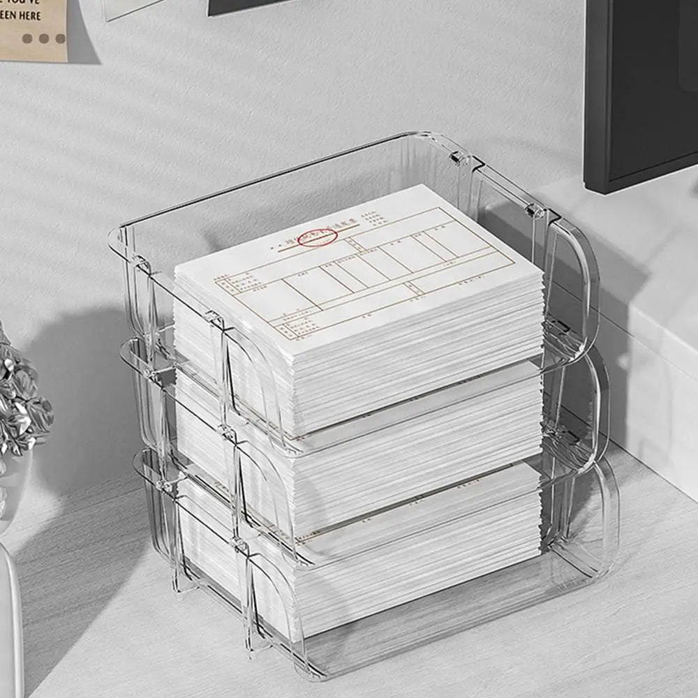 Office Desktop Organizer A4 Paper Drawer Storage Box Stackable File Cabinet Pen Holder Document Case Holder A4 Size Storage Box