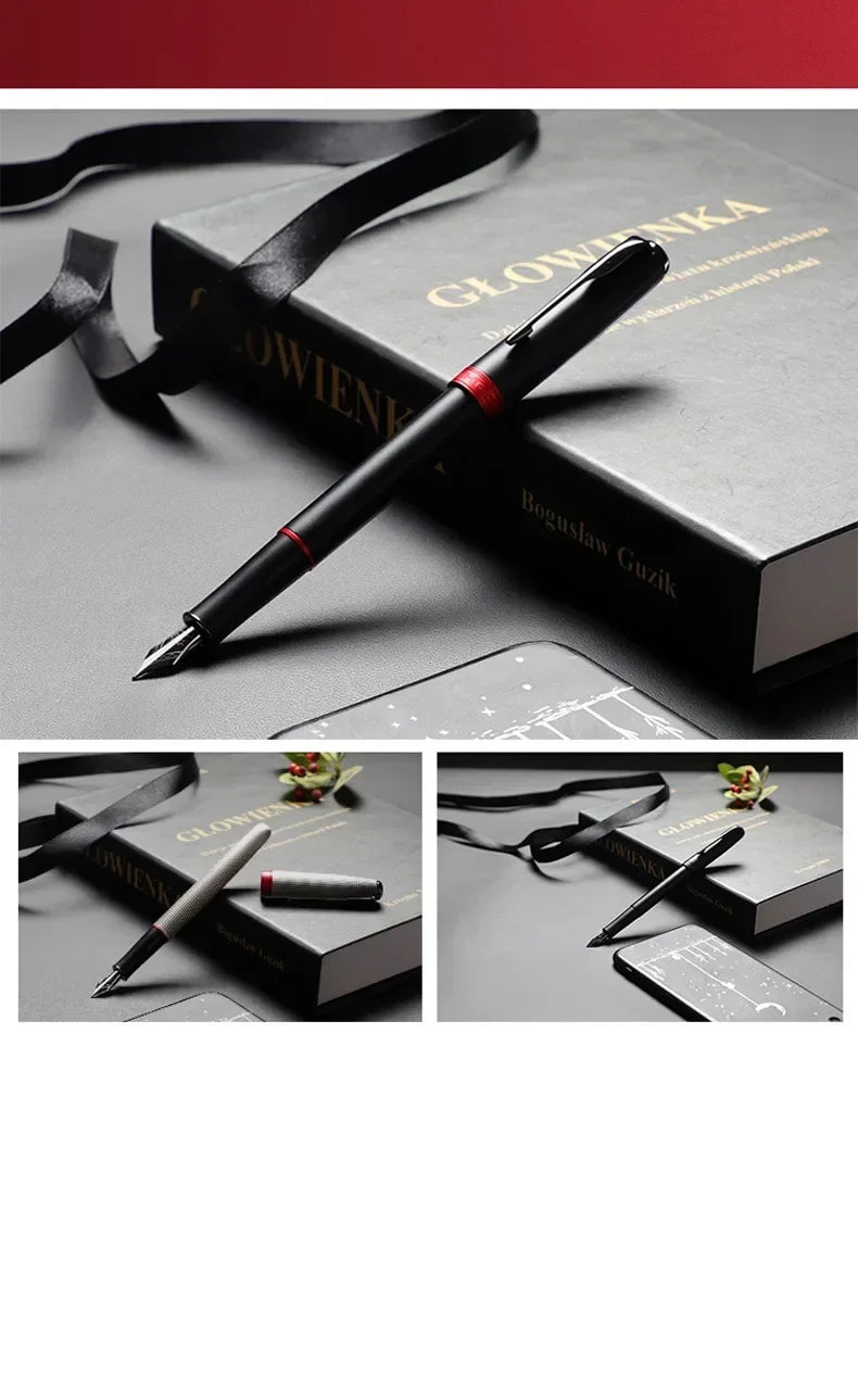 Jinhao 75 Metal Fountain Pen Black/Black Red Luxury Pens 0.5mm Nib Writing Ink Pens Stationery Business Office School Supplies