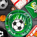 Soccer Party Decorations,113pcs Party Decorations&Tableware Set-Soccer Birthday Banner Balloons Whistle Keychain Plates etc