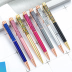 Lytwtw's Ballpoint Pen Oil Metal Office School Supplies Stationery Spinning Rose Gold Gift Cute Clip Glitter