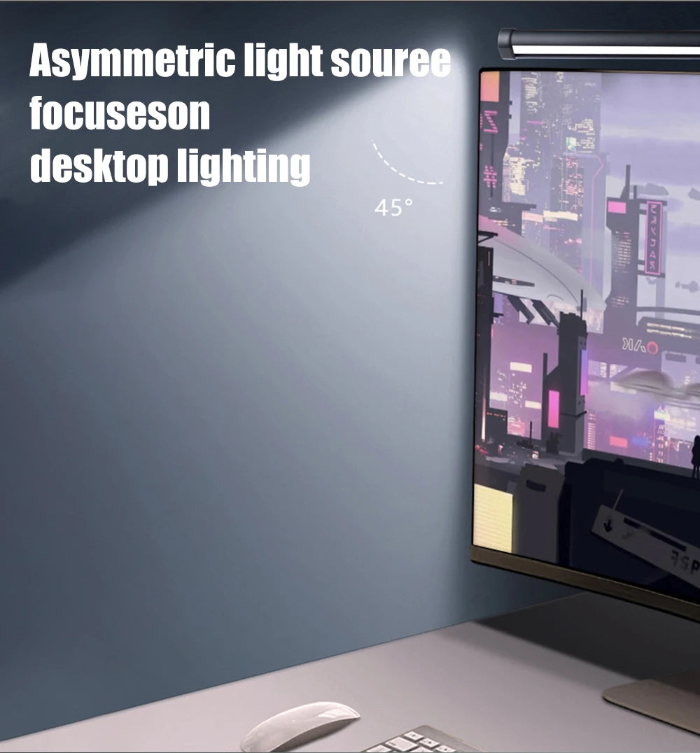 Wiscolor Computer Monitor LED Screen Hanging Light Bar Remote Control Stepless Dimming Eyescare USB Lightbar Reading Desk Lamp