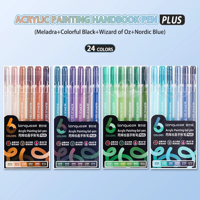 Languo 6/24/36/54/72/90 colors Acrylic Painting Handbook Pens Multi-Color Gel Pen Student Neutral Pen Writing Marker Stationery