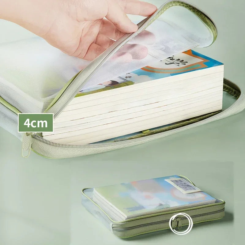 A4 Stationery Storage Bag Double-layer Mesh Zipper Bag Large Capacity Organizer Folders School Office Supplies Toy Storage