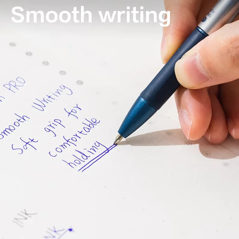 DELI Smooth Writing Ballpoint Pens 0.7mm Black and Blue Ink Pens 12PCS Pack of Retractable Ball Pen for Office School Home