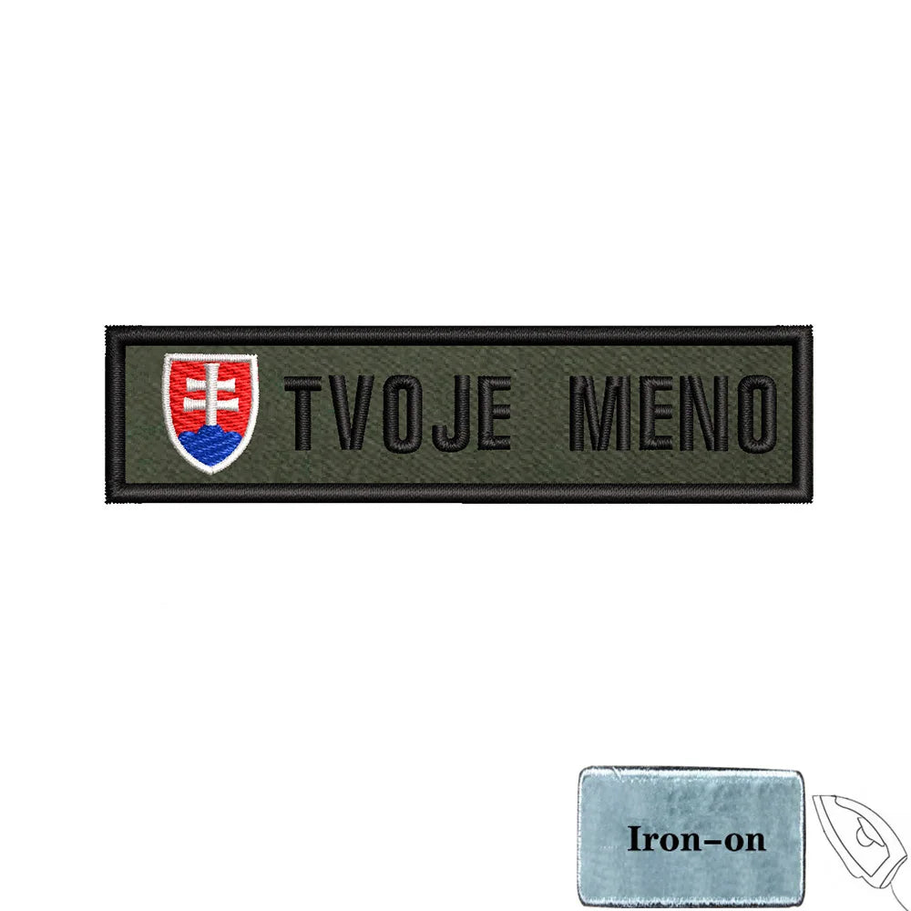 1PC 10cmX2.5cm Custom Name Flag Patch Stripes Badge Iron On Or Hook Loop Estonia Austria Bulgaria Hungary Romanian Ireland green
