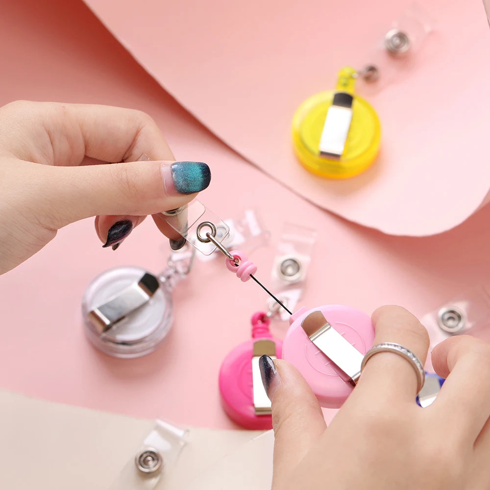 Retractable Steel Cord Pull Reel Keychains Spring Buckle Clasp Wire Rope Key Ring Recoil ID Card Holder Key Chain Multiple Tools