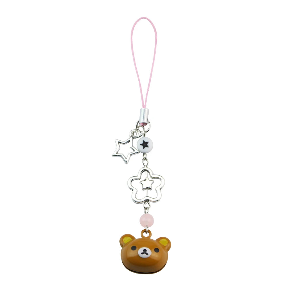 Kawaii Rilakkuma Easy Bear Phone Rope Chain Keyrings Lazybear Doll Keychains Bag Key Pendants Gift