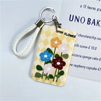 1Pc Solid Color Student Bus ID Card Protective Cover Keyring School Access Door Card Credit Card Holder Bag Set Key Chain