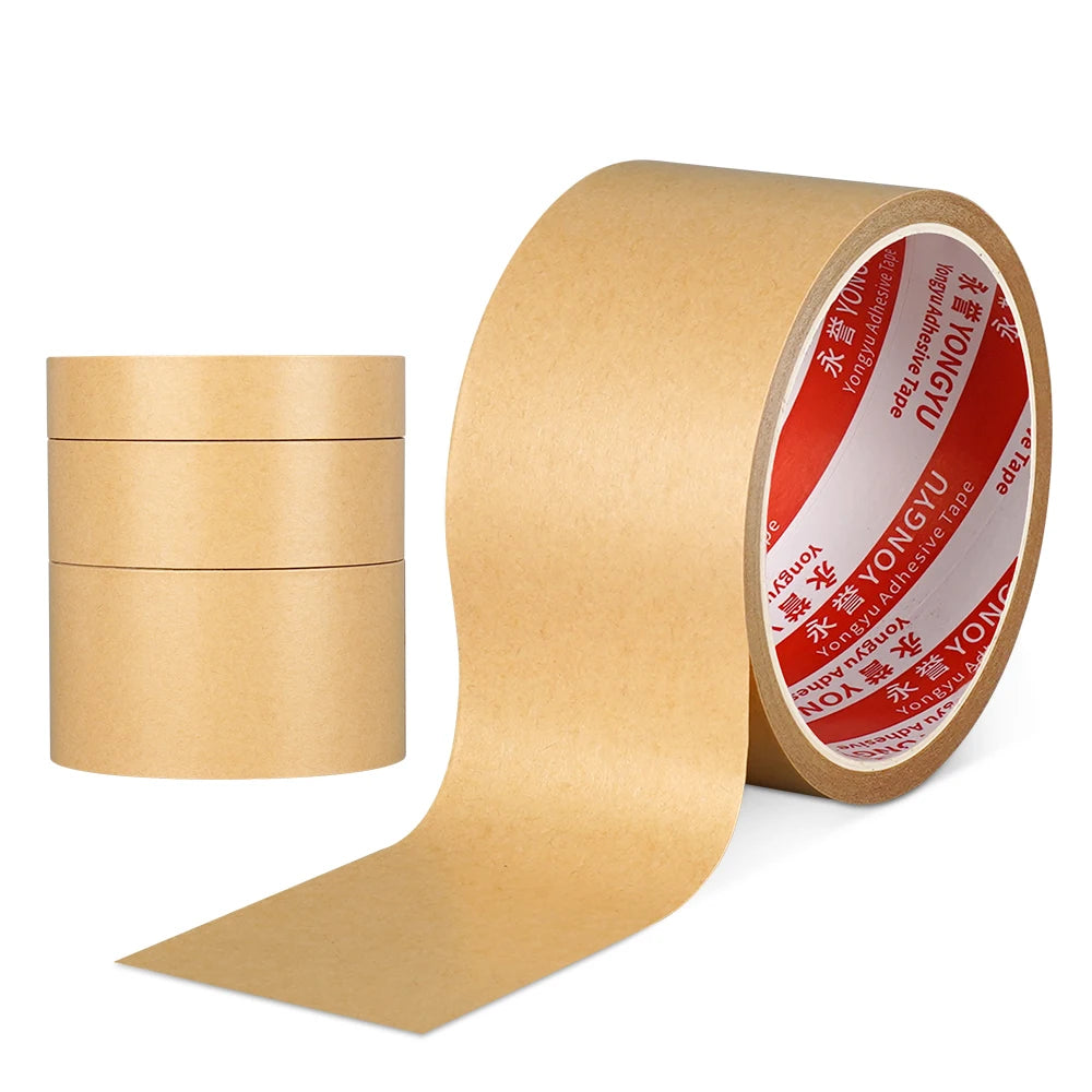 10/20/50m Heavy Duty Brown Kraft Paper Tape, Strong Adhesive Writable Masking Tape for Packing, Sealing, Bundling & Home DIY
