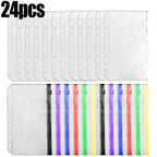 2-24Pcs Clear A6 6-Hole Binder Pockets Waterproof PVC Organizer Cash Budget Envelopes Zipper Binder Pouches for Notebook Planner