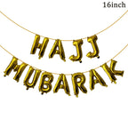 Black Gold Hajj Mubarak Disposable Paper Plates Cups Napkins Banner Balloons Home 2026 Eid Mubarak Islamic Muslim Party Supplies