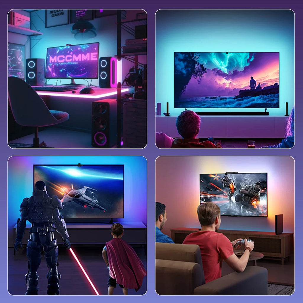 Tv Ambient Backlight 5V Usb Rgbic Led Light Strip With Camera 3.8M 5M App Smart Lighting Screen Color Synchronization Game Lamp