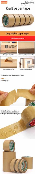 Kraft Paper Tape, Brown Sealing tape, Waterproof, Moisture-proof, Easy To Tear, Biodegradable And Environmentally Friendly Tape