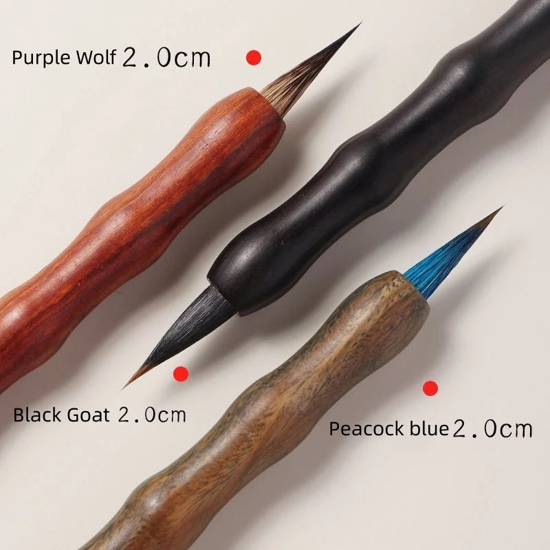 Animal Hair Fine-Tip Brush Portable Calligraphy Brush for Travel Small Regular Script Watercolour Painting Outline Pen