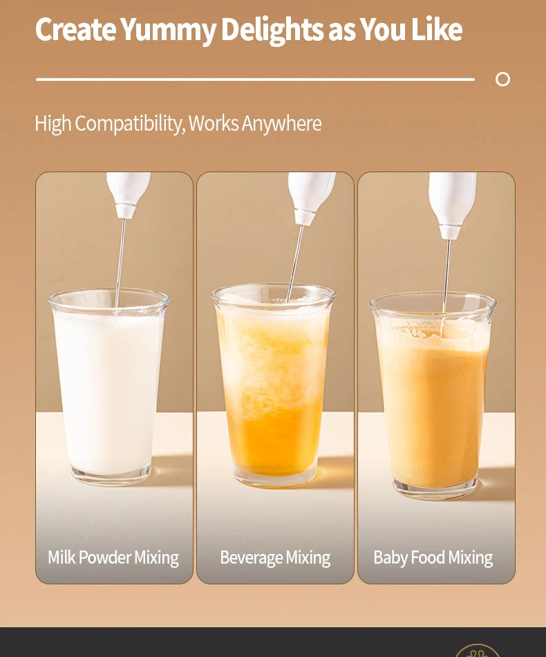 OANKR Rechargeable Milk Frother Handheld Coffee Electric Whisk Drink Foam Mixer Mini Hand Stirrer with 3 Speeds Adjustable Tool