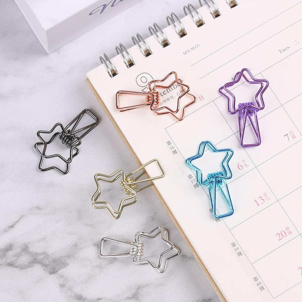 6PCs/Set Hollowed Out Design Metal Binder Clip Long Tail Office Hand Book Folder Paper Organizer Stationery Fish