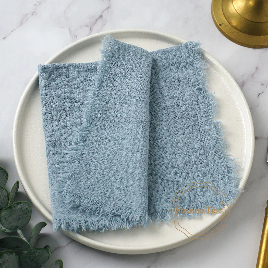 10pcs 32x32cm Cotton Gauze Napkins Retro Burr Design Napkin for Vintage Wedding Receptions Banquets Christmas Table Decoration
