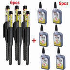 1-6Pcs 45mm Waterproof Long Head Nib Deep Hole Markers Pen Tile Carpenter Pen Multi-purpose for Woodworking Black/Blue/Red Ink