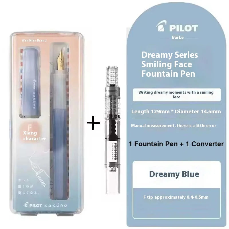 Pilot Kakuno Fountain Pen,Limited Edition Madoromi White (F/M Nib) for Students, Calligraphy& Daily Writing Japanese Stationery