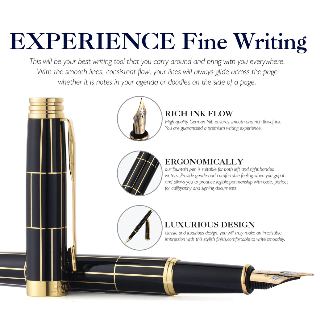 STONEGO Deluxe Metal Fountain Pen without Ink Refill Convertible Calligraphy Pen for Writing and Drawing