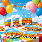 60Pcs Toy Inspire Game Story Birthday Party Supplies Set Includes Paper Plates Cups Napkins Tableware for 20 Guests Decorations