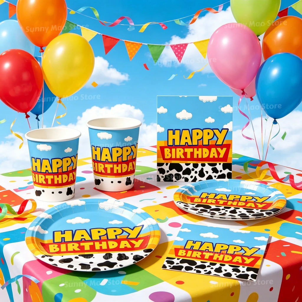60Pcs Toy Inspire Game Story Birthday Party Supplies Set Includes Paper Plates Cups Napkins Tableware for 20 Guests Decorations