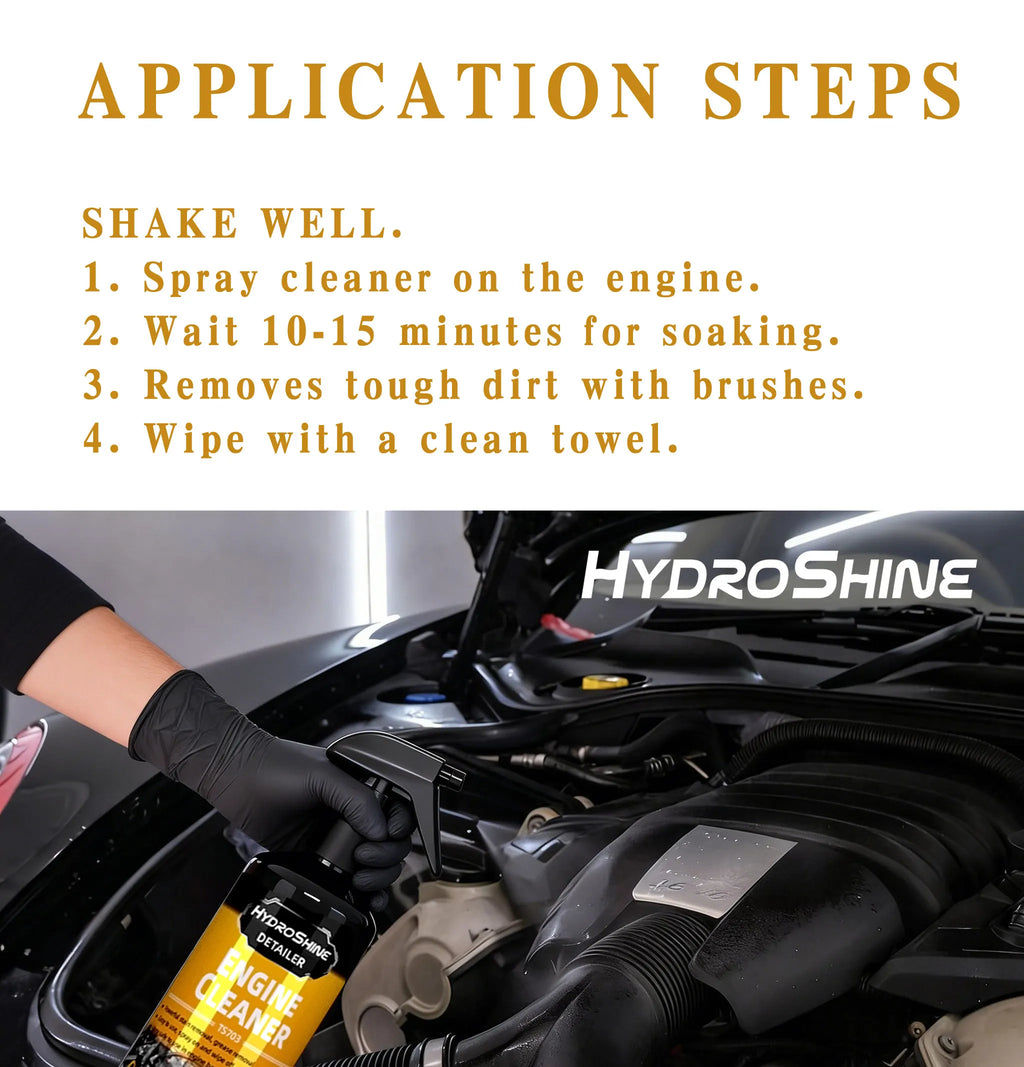 Hydroshine Engine Bay Cleaner Care  Heavy Oil Dust Clean Spray for Car Engine Powerful Decontamination Compartment Cleaning Tool