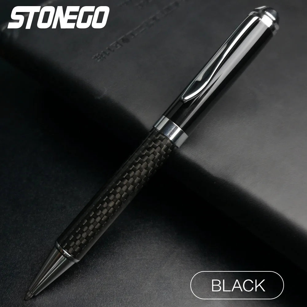 STONEGO Carbon Fiber Signature Pen, Premium Metal Gel Ink Pens Micro Point 0.5mm Black Ink Smooth Writing Ball Pen