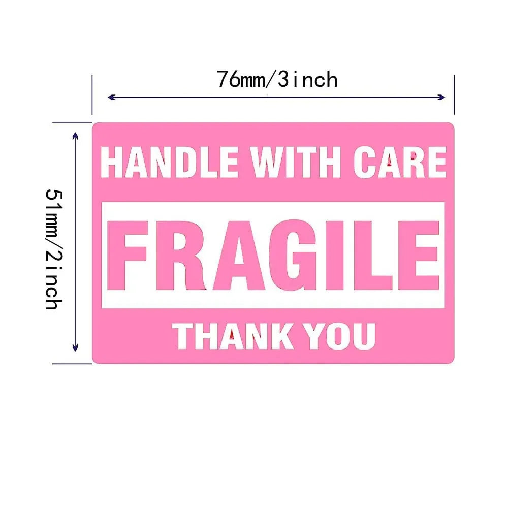 60 Pcs Black Pink 2" x 3" Fragile Stickers for Shipping and Moving "Please Handle with Care " Warning Stickers Fragile Labels