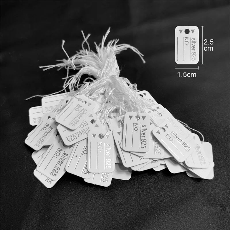 100pcs/lot Jewelry Price Tags Handwritten Labels with String Gold/Silver Color Paper for Accessories And Wares
