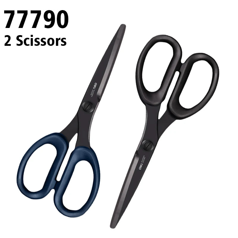 Deli 210/175mm Black Stainless Steel Scissors Business Office Stationery Home Shears Kitchen Knife Cutter Cutting Tool