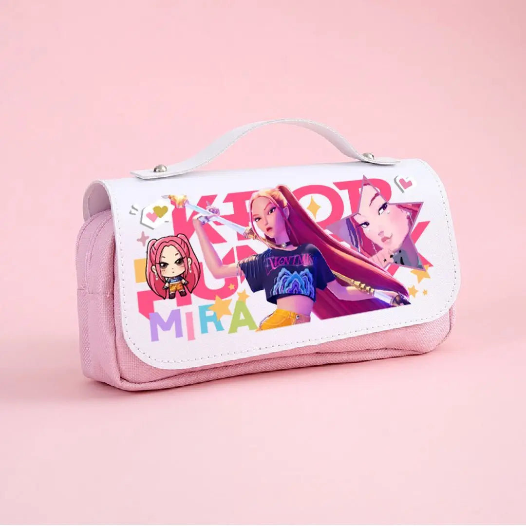 Kawaii Cute Cartoon Anime Pencil Bag Multi-Compartment Stationery Pouch with Handle Portable Pen Case for School & Travel