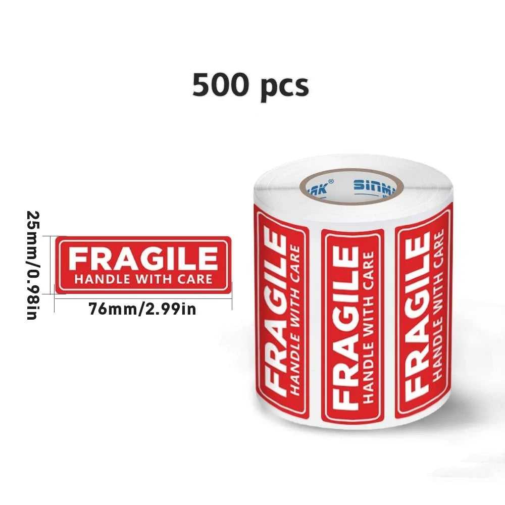 SINMARK 500/1000Pcs Fragile Warning Sticker Care Shipping Special Tag Useful Shipping Express Label Handle With Care Keep