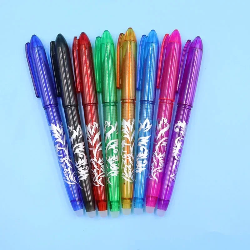8pcs Multi-Color Erasable Gel Pen 0.5mm Tip Painting Writing Drawing School Black Blue Red Pink Orange Green Purple Light Blue