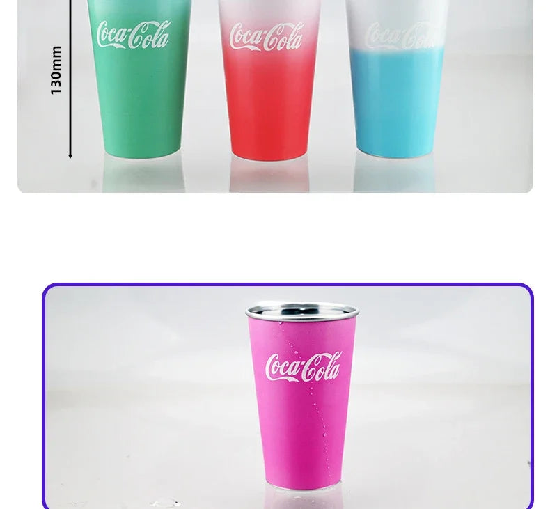 470ml Portable Aluminum Mug-CocaCola Cups ColorChanges When Cool Perfect for Cold Sensation Outdoor Camping Beer Cold DrinksCup